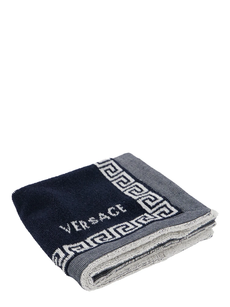 Sport Towel with Jacquard Medusa in Cotton Blue Unisex alternative