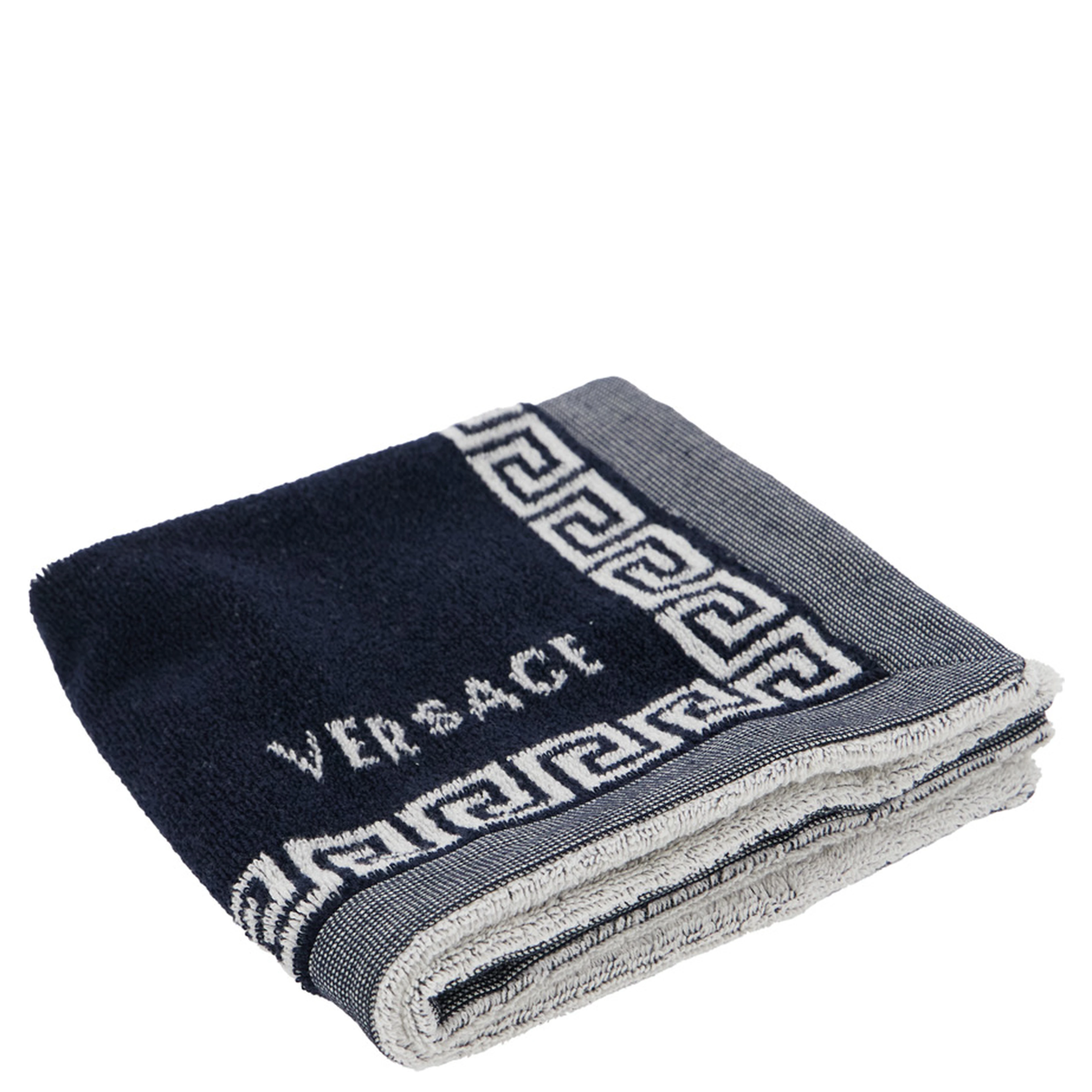 Sport Towel with Jacquard Medusa in Cotton Blue Unisex