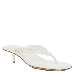 Sampieri White Sandals with Thong Design and Kitten Heel in Rubber for Women