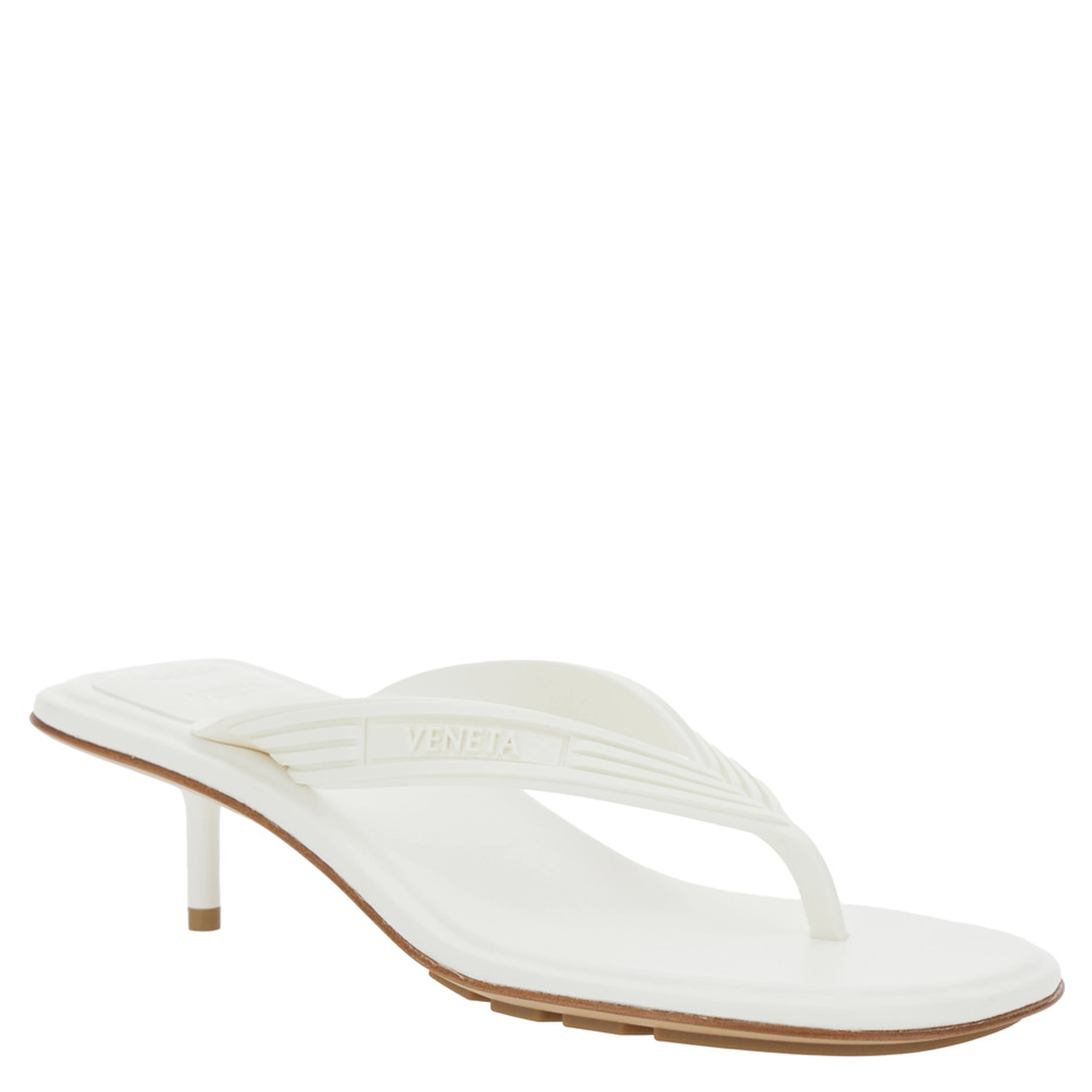 Sampieri White Sandals with Thong Design and Kitten Heel in Rubber for Women