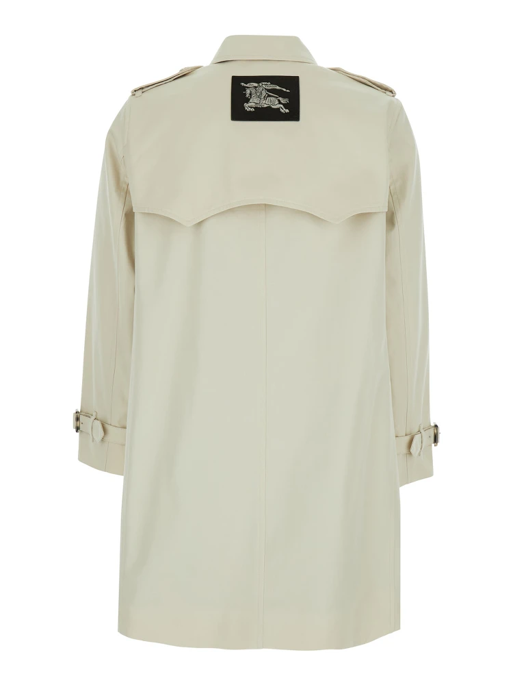 Summerside Beige Trench Coat with Classic Collar and EKD Patch on the Back in Cotton for Women alternative
