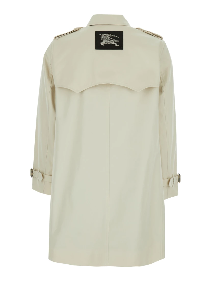 Summerside Beige Trench Coat with Classic Collar and EKD Patch on the Back in Cotton for Women