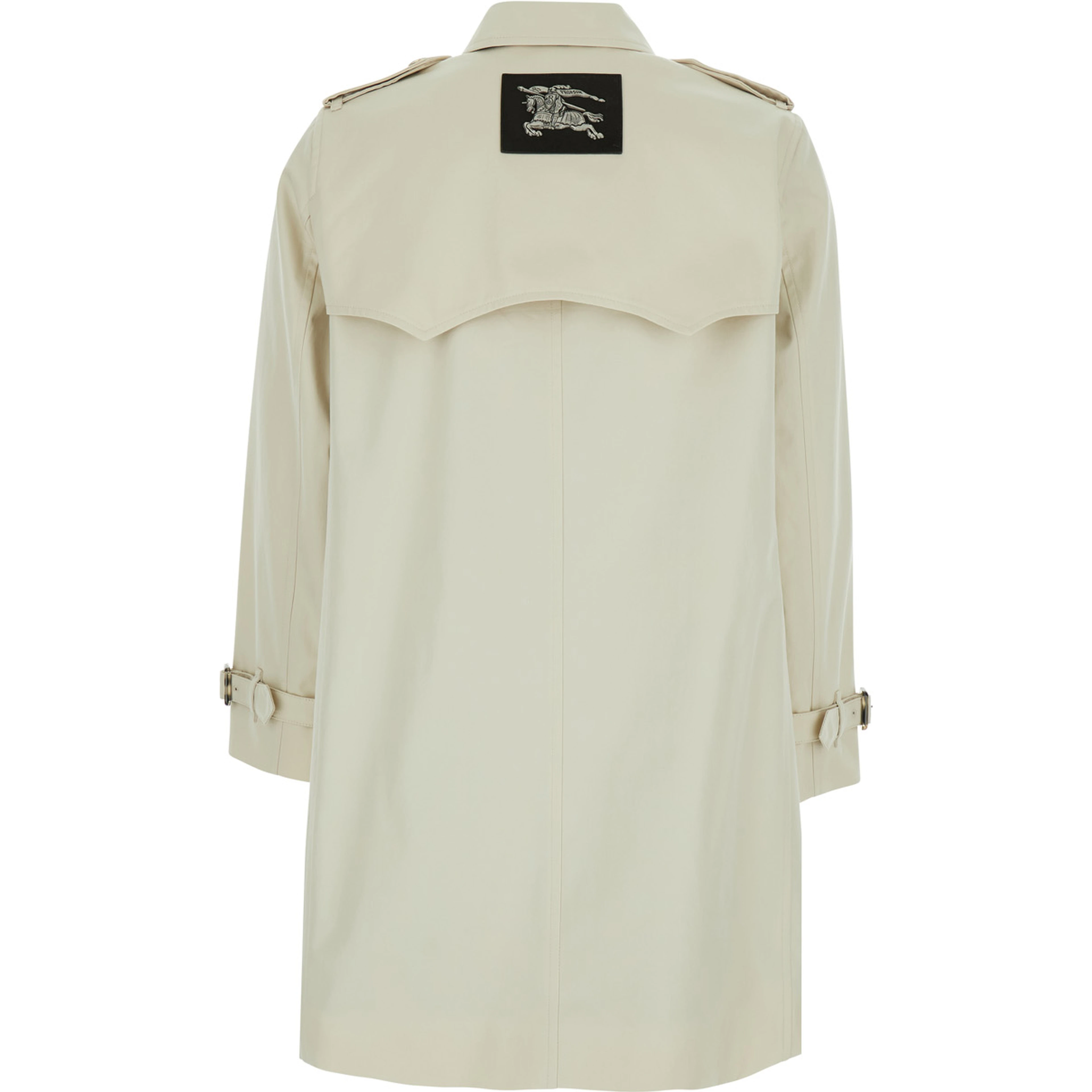 Summerside Beige Trench Coat with Classic Collar and EKD Patch on the Back in Cotton for Women