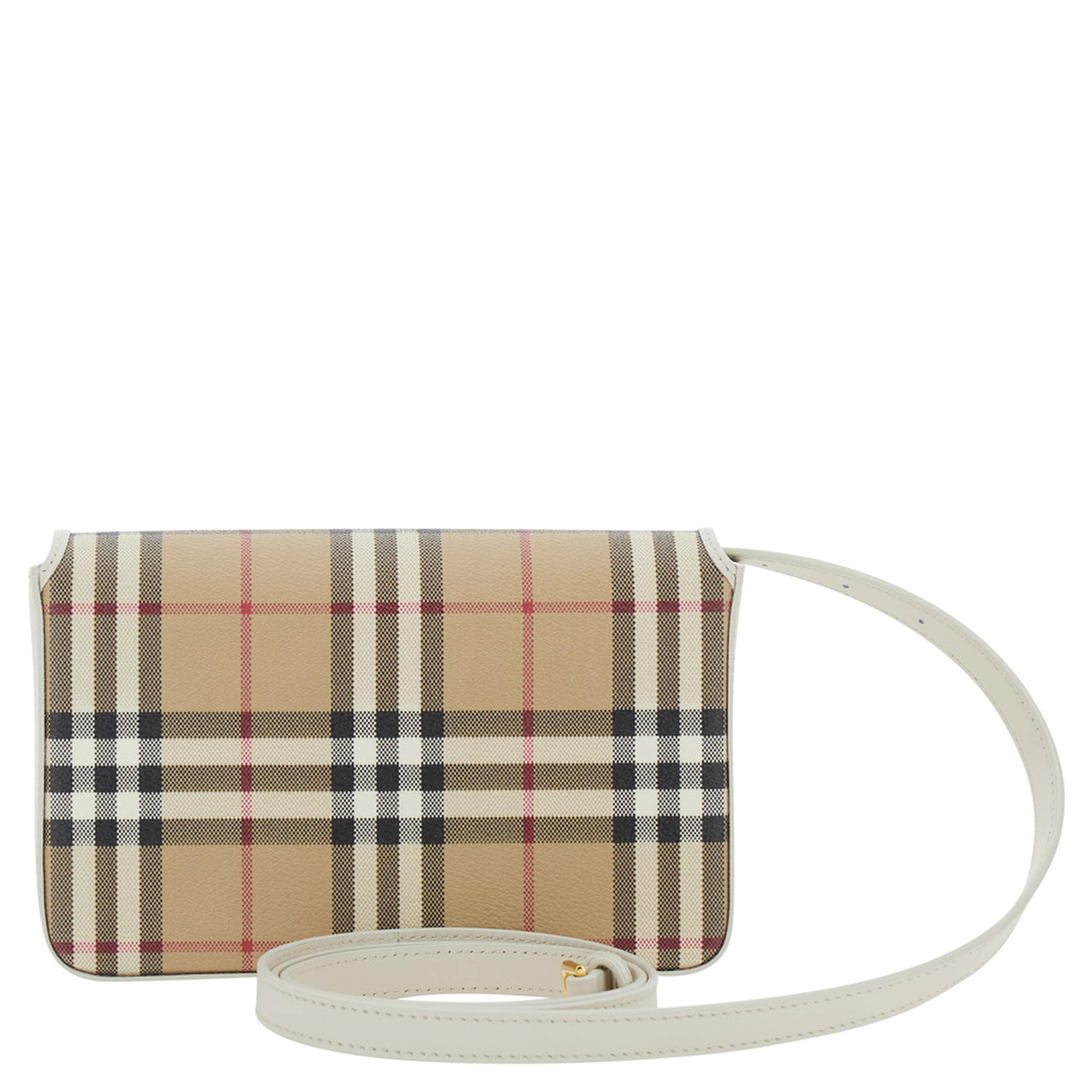 Hampshire Beige Crossbody bag with Adjustable Strap and Check Motif All-Over in Blend Cotton for Women