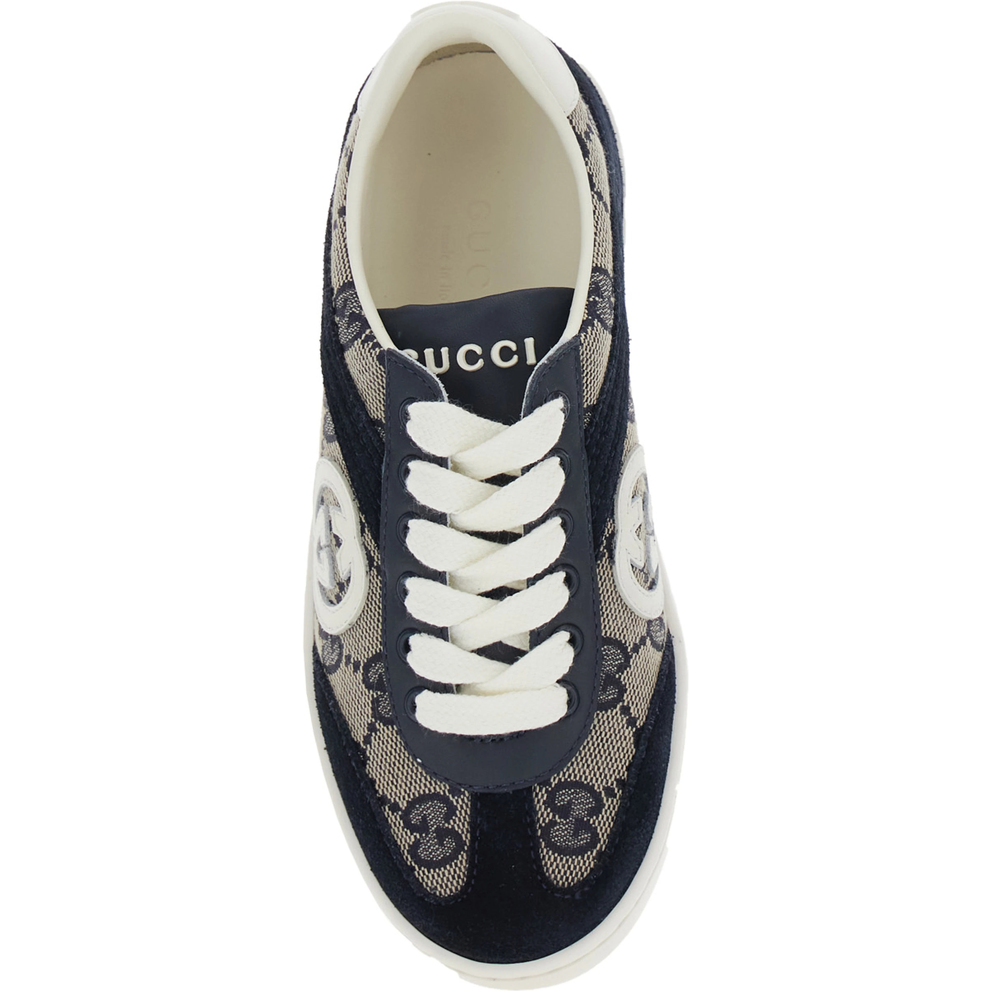 Low Top Sneaker GG Supreme with GG Patch and Lettering Logo on the Tongue in Blue Canvas for Kids