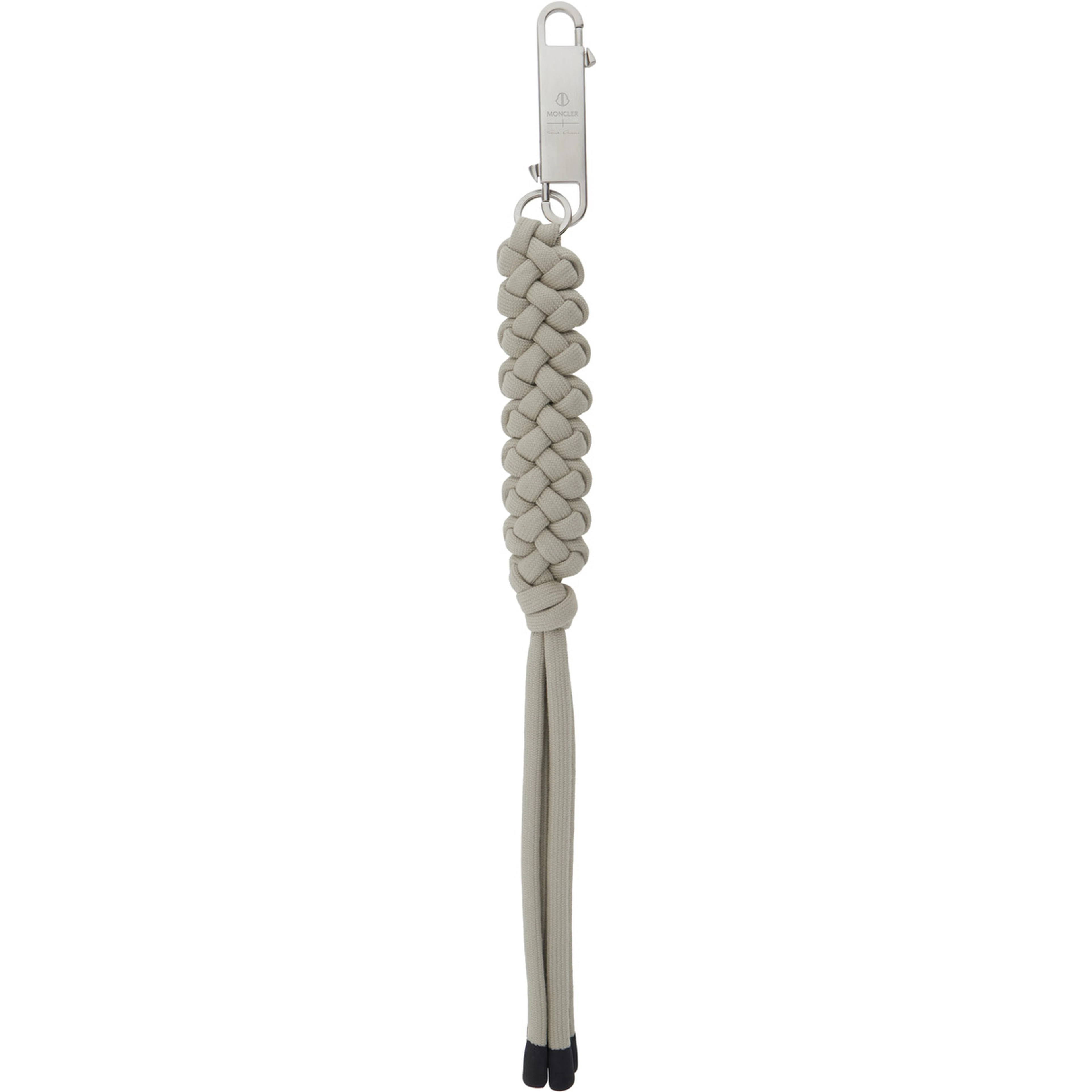 Keychain Rick Owens X Moncler with Logo Lettering Plate and Climbing Rope Design in Gray Fabric and Metal Unisex