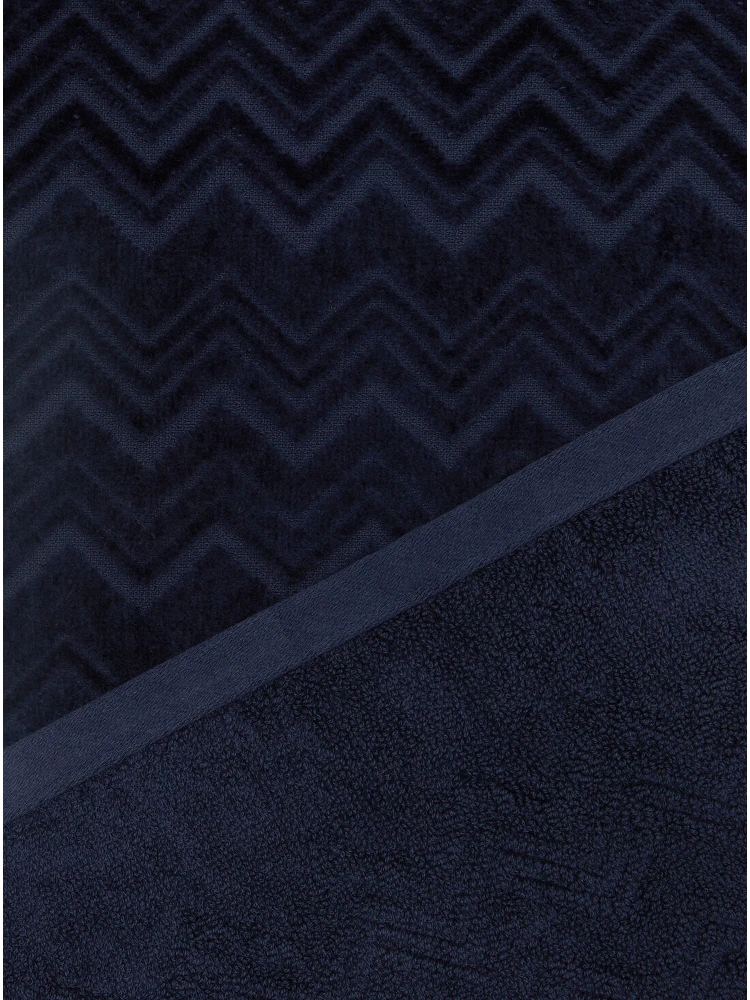 Towel set with zigzag motif and cotton fabric Blue unisex alternative