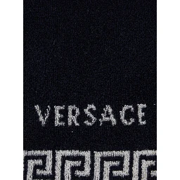 Sport Towel with Jacquard Medusa in Cotton Blue Unisex