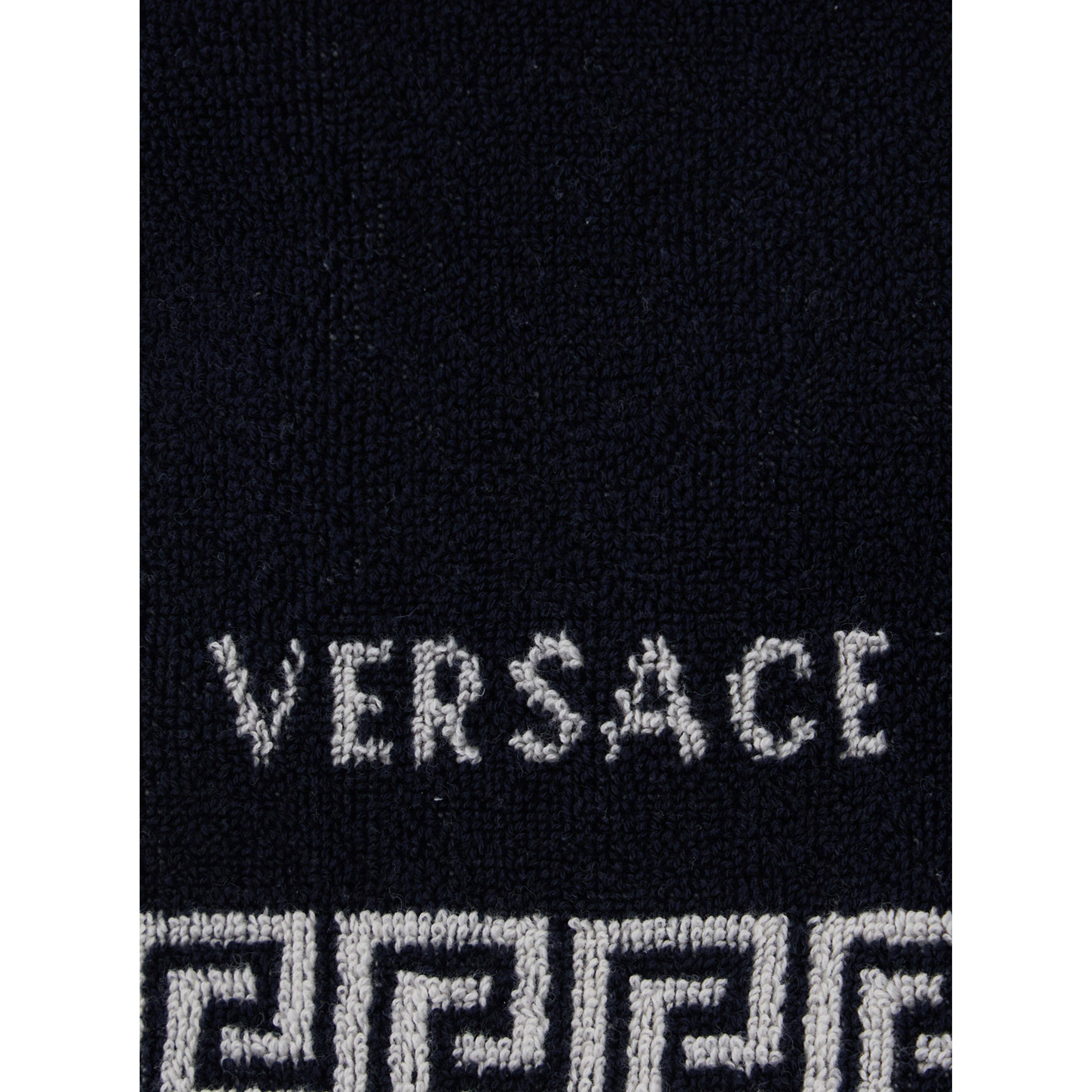 Sport Towel with Jacquard Medusa in Cotton Blue Unisex