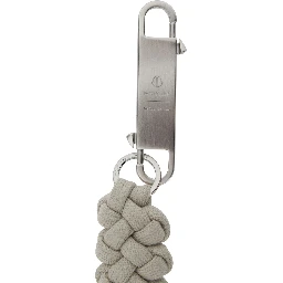Keychain Rick Owens X Moncler with Logo Lettering Plate and Climbing Rope Design in Gray Fabric and Metal Unisex