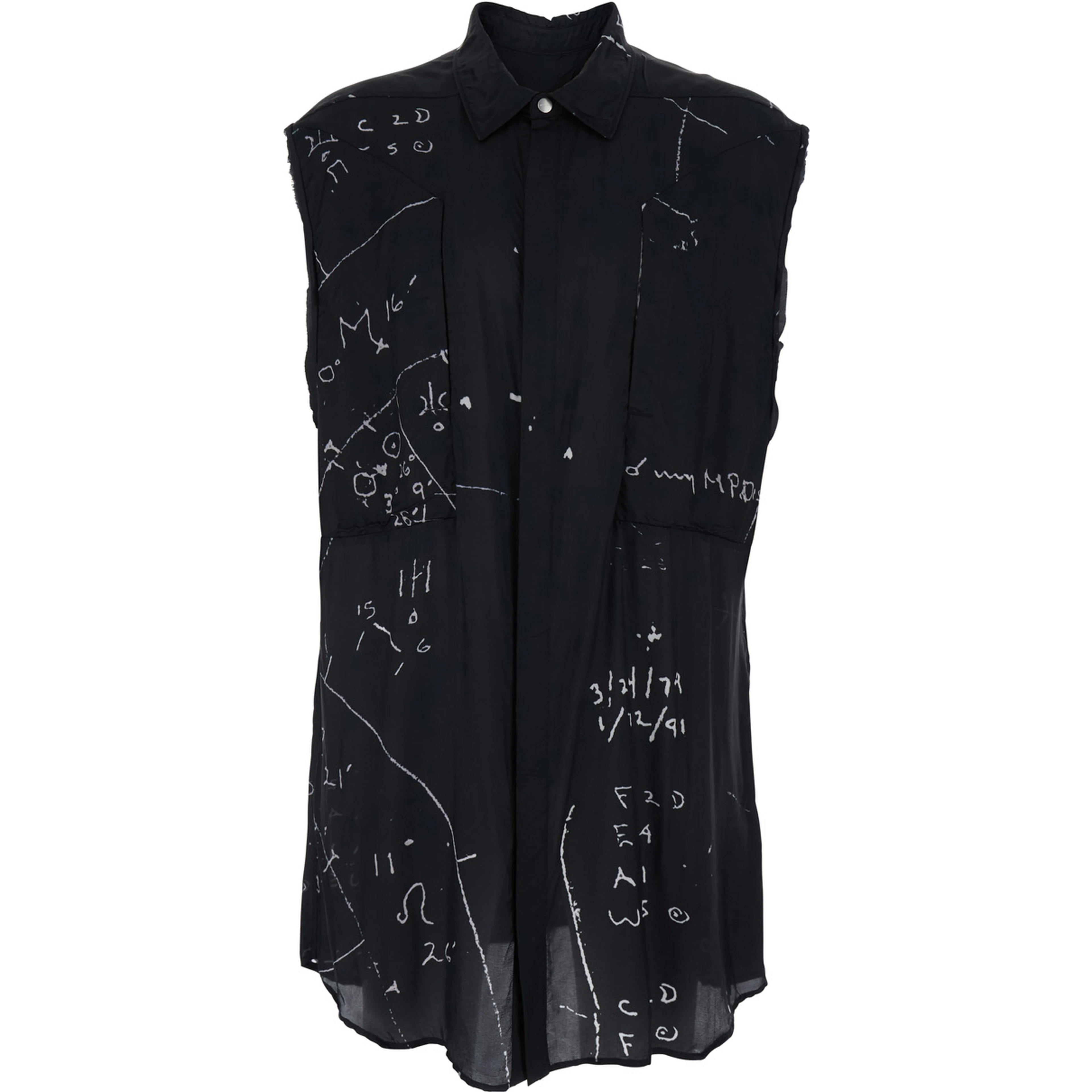 Shirt with classic collar and all-over print in black viscose blend for men