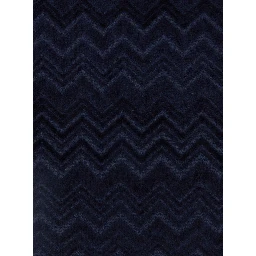 Towel set with zigzag motif and cotton fabric Blue unisex