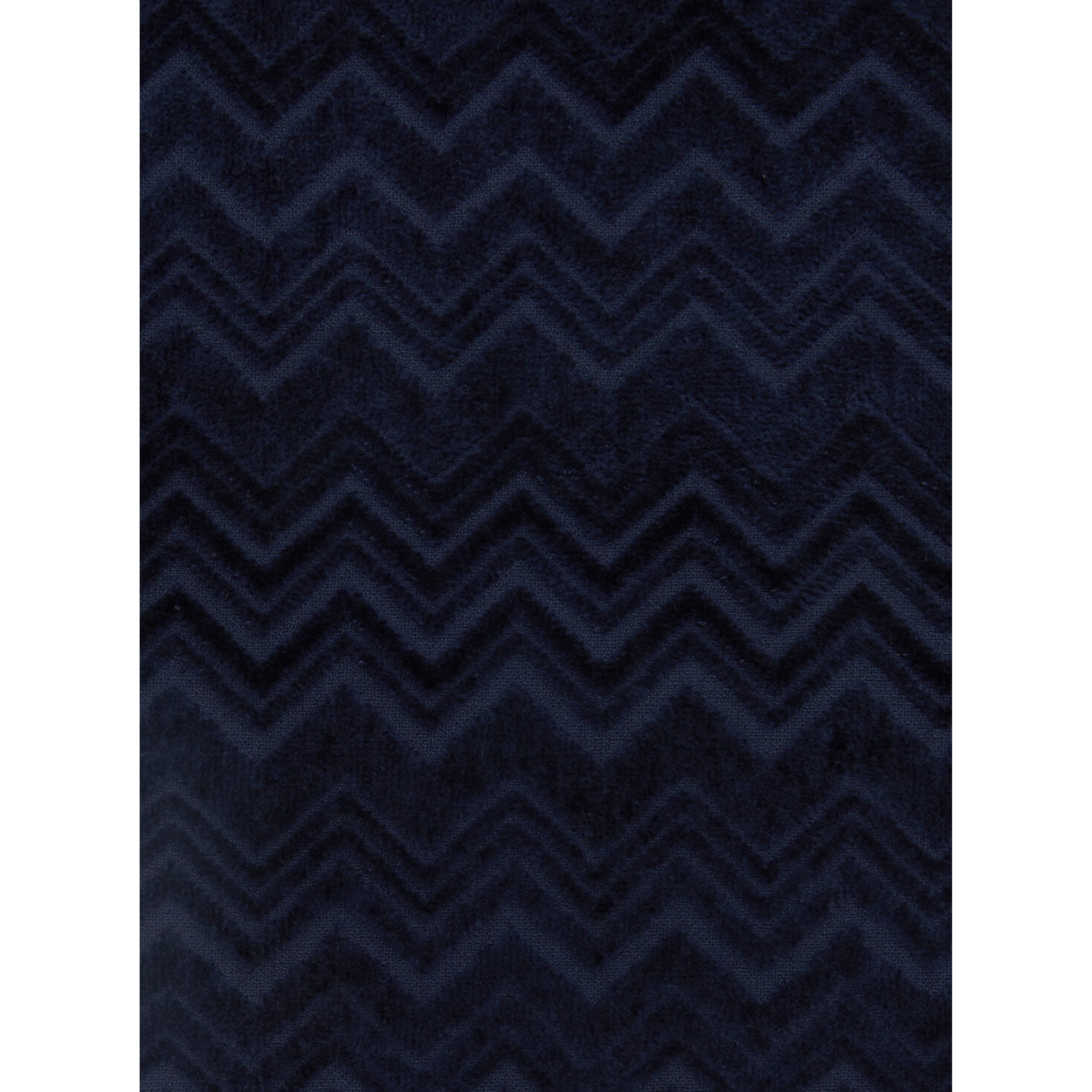 Towel set with zigzag motif and cotton fabric Blue unisex