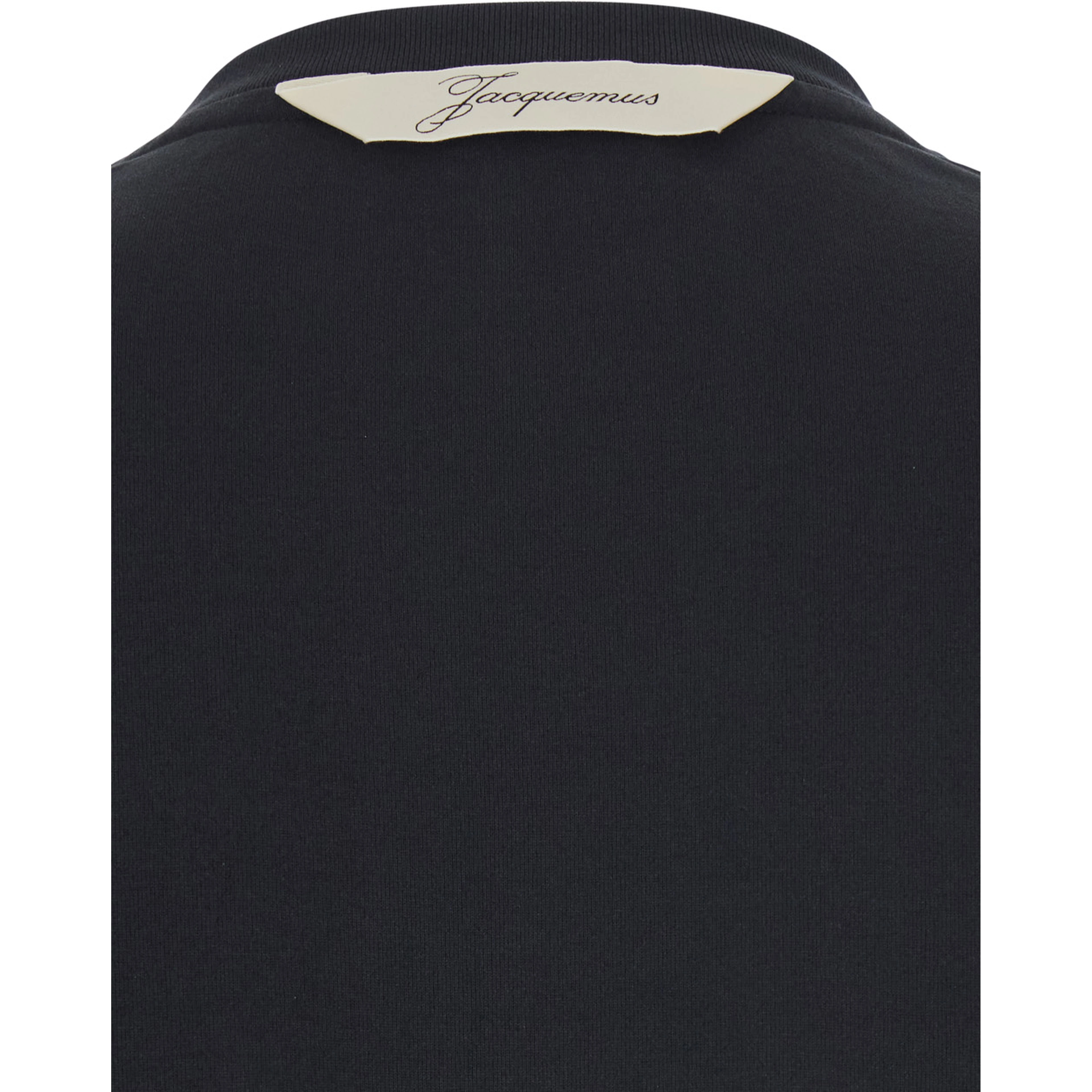 Le T-Shirt Rond Carre Black Crew Neck T-Shirt with Long Sleeves in Tech Fabric for Men