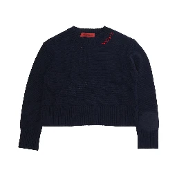 Blue Sweater with logo lettering on the side in Wool Blend Girl