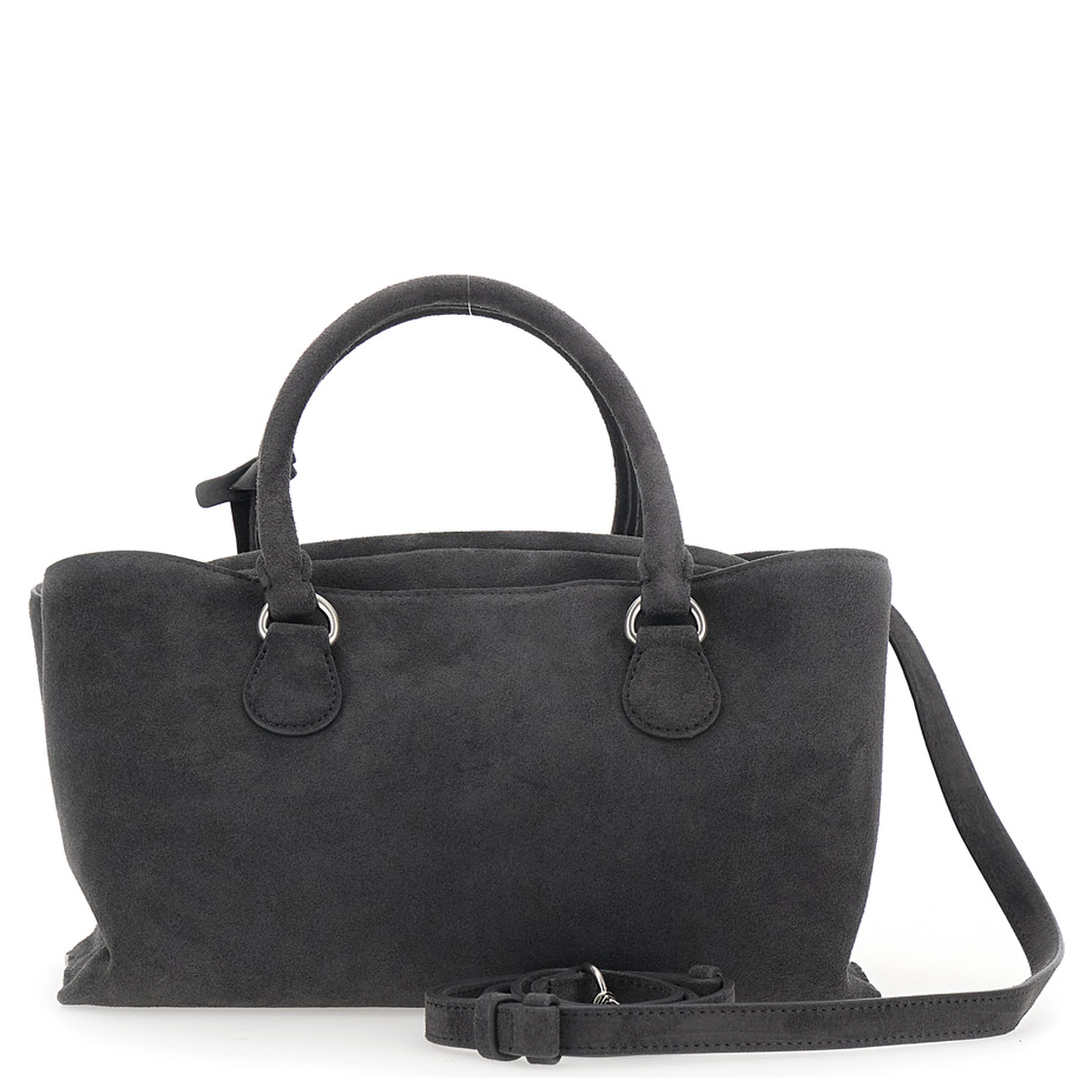 Shell Brot Brown Mini Shoulder bag with Adjustable and Removable Strap and Pendant on the Front in Suede for Women