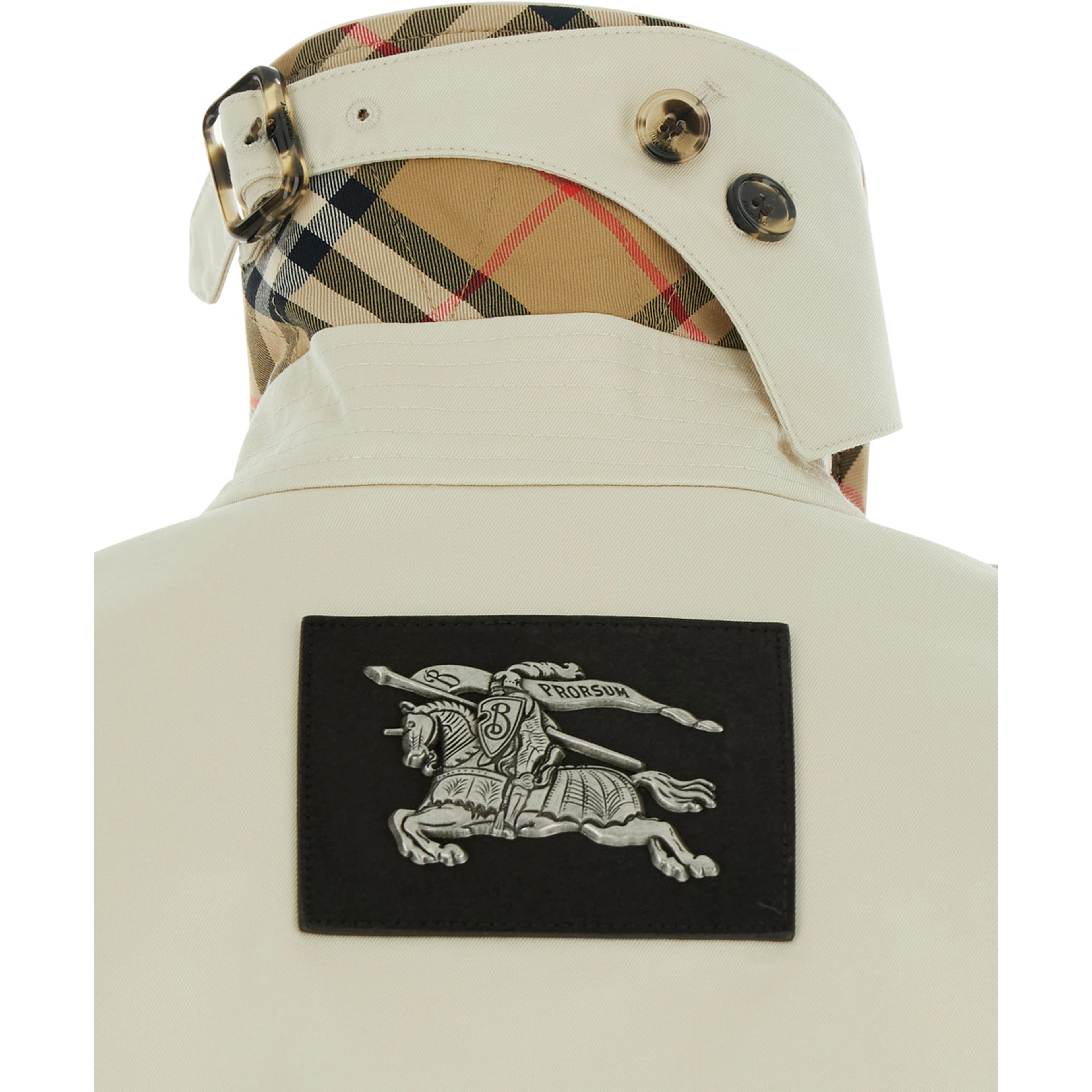 Summerside Beige Trench Coat with Classic Collar and EKD Patch on the Back in Cotton for Women