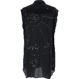 Shirt with classic collar and all-over print in black viscose blend for men