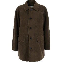 LILY ALTER-SUEDE HALF JACKET with collar and long sleeves in Tech Fabric brown women
