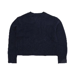 Blue Sweater with logo lettering on the side in Wool Blend Girl