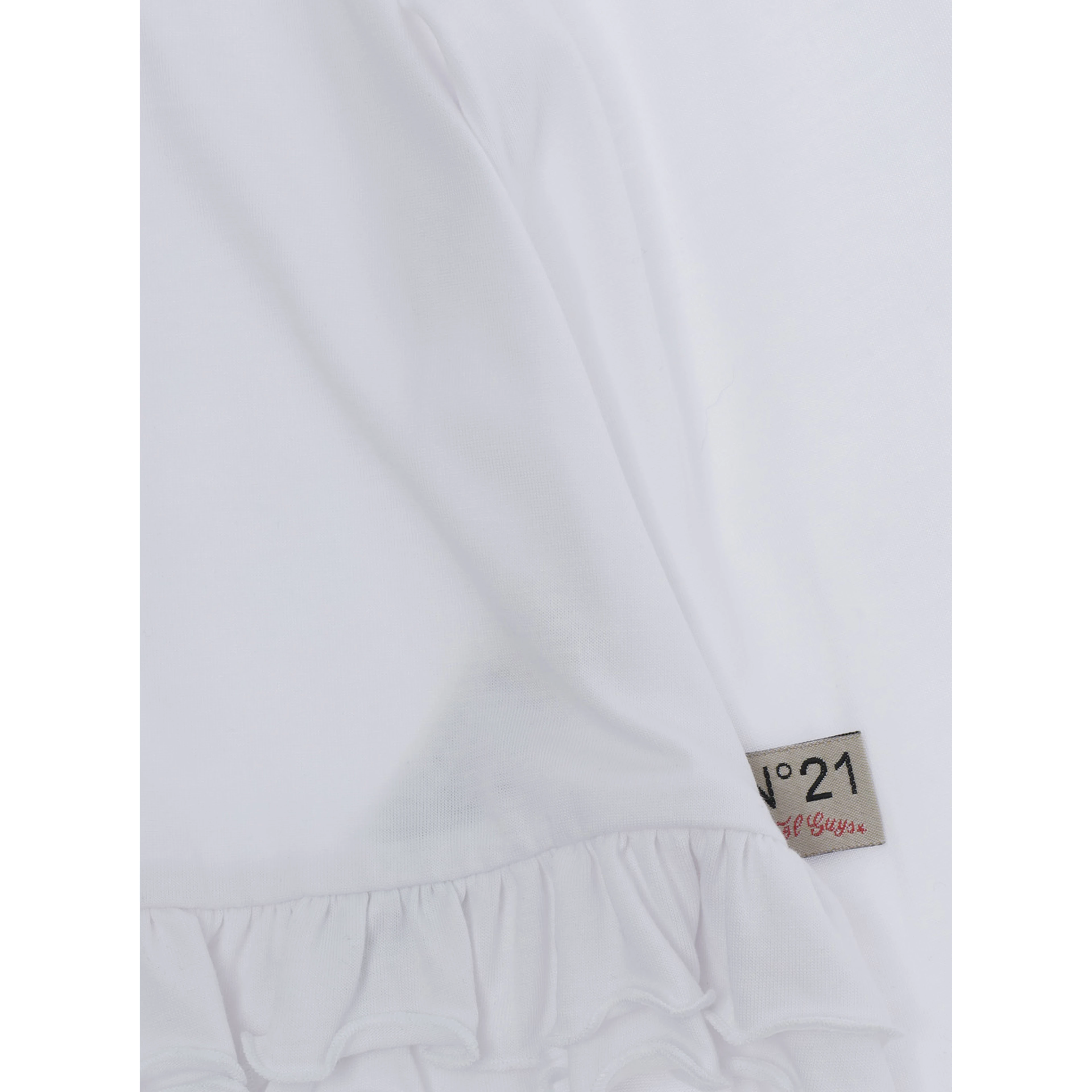White Shirt with logo patch on the front and ruffled trims in Blend cotton Girl