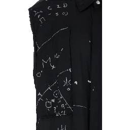 Shirt with classic collar and all-over print in black viscose blend for men