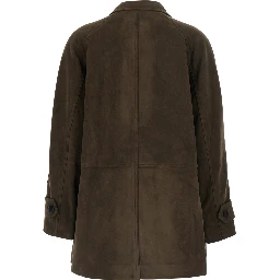 LILY ALTER-SUEDE HALF JACKET with collar and long sleeves in Tech Fabric brown women