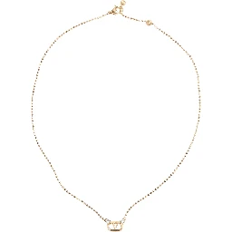 metallic colored Necklace with Vlogo plaque and applied rhinestones in brass for women
