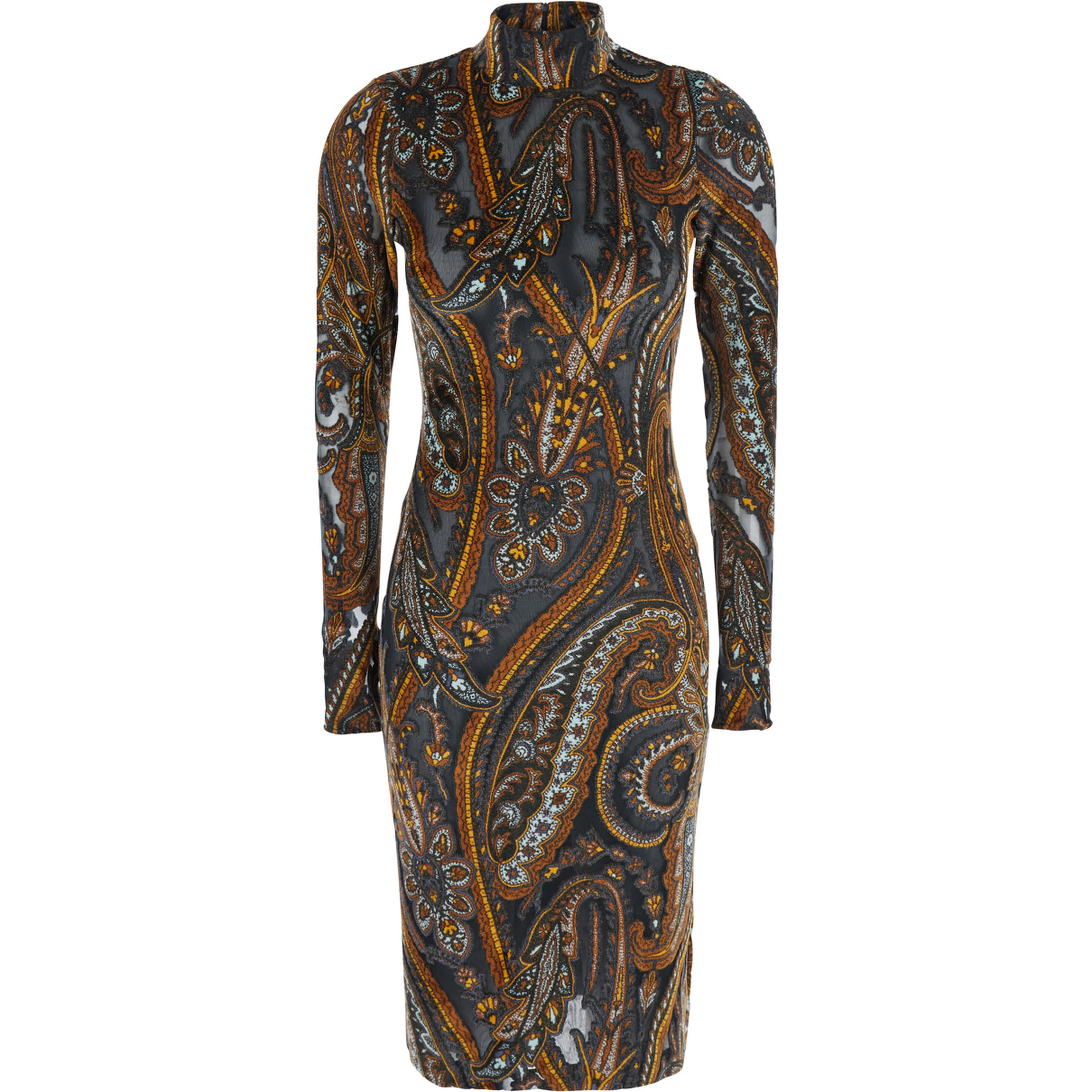 Dress DEVORè with long sleeves and round neckline in multicolor women