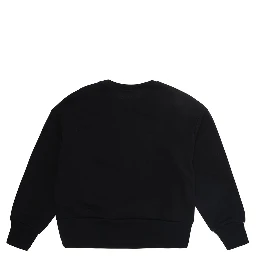 Black Crewneck Sweatshirt with Logo Lettering on the Front in Cotton Girl