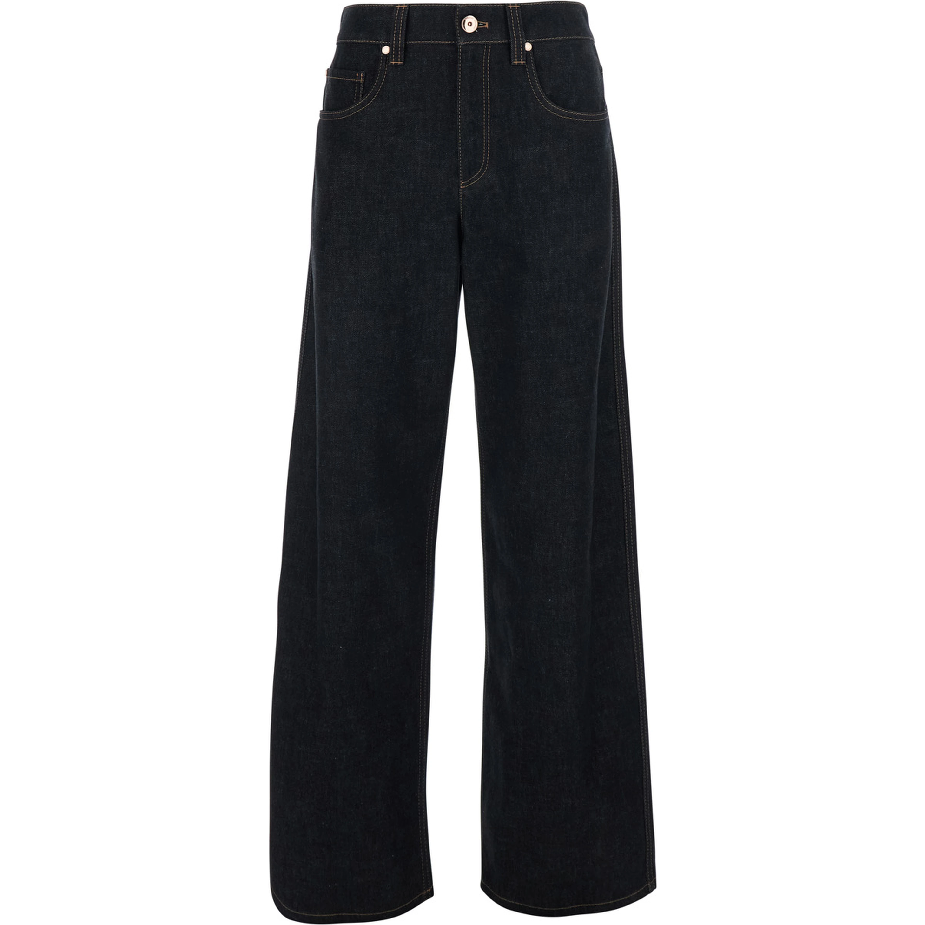 Black Jeans with logo patch on the back and contrasting stitching in denim for women