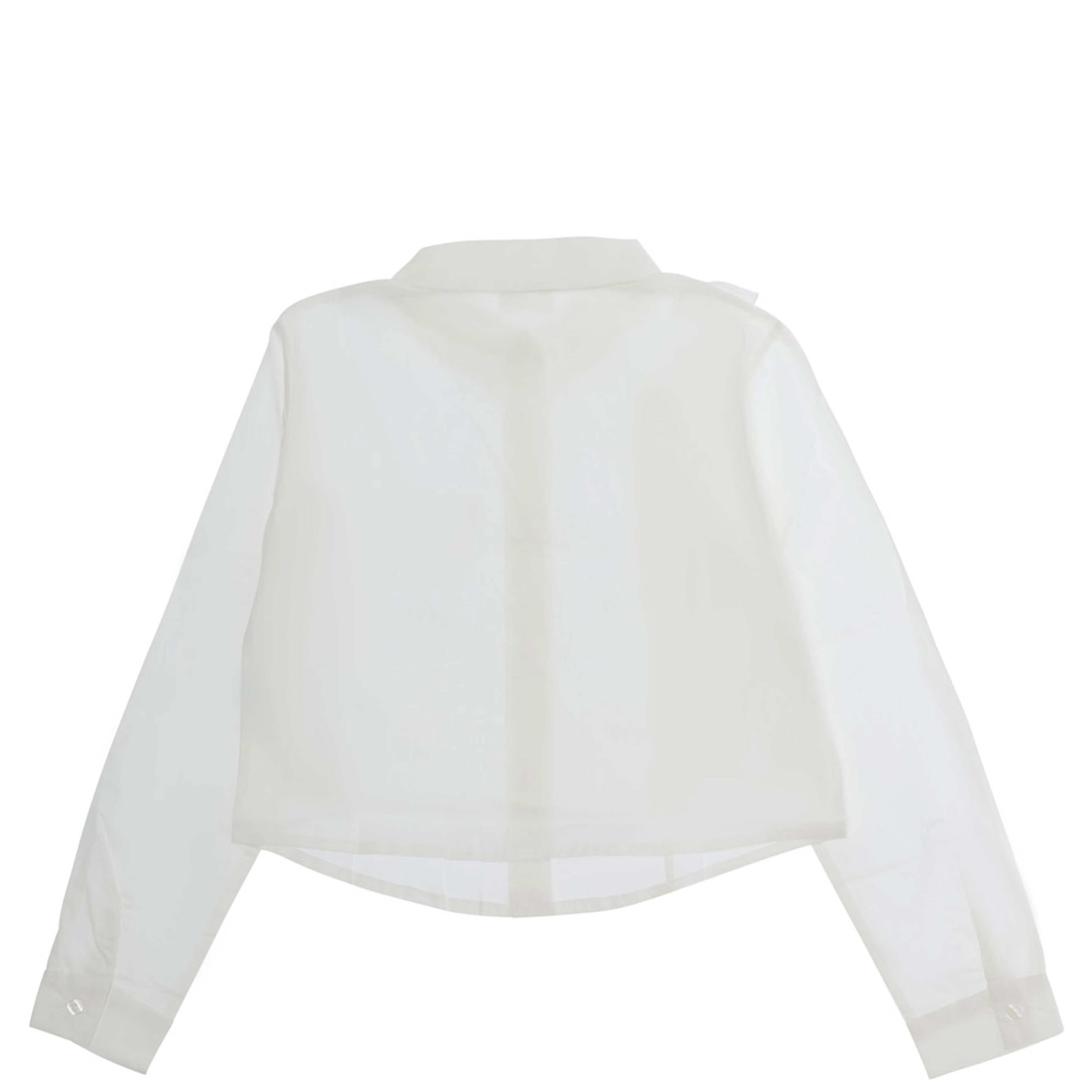 White Shirt with collar and flap pocket on the front in cotton Girl