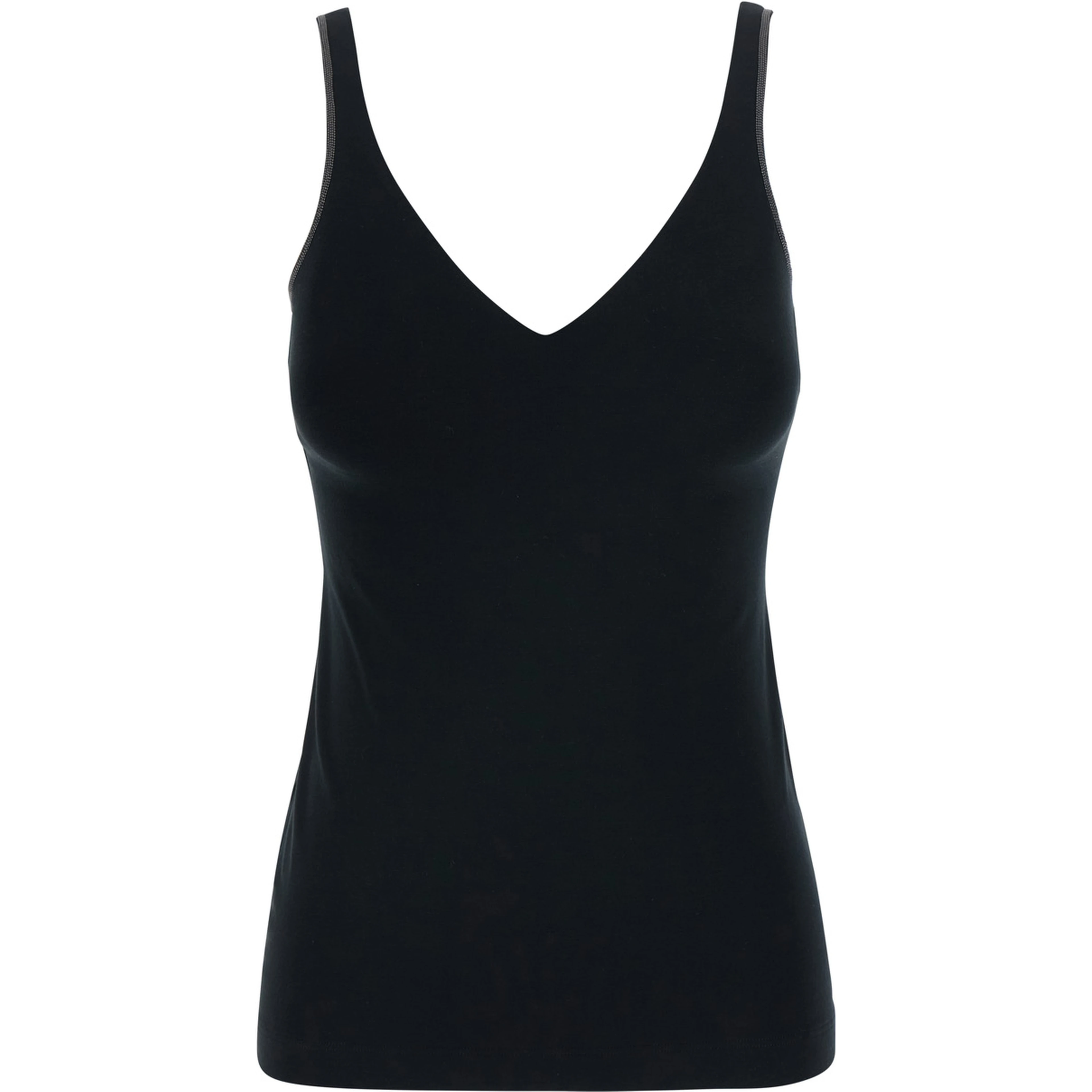 Black V-neck Top with Jewelry Details on the Edges in Cotton for Women