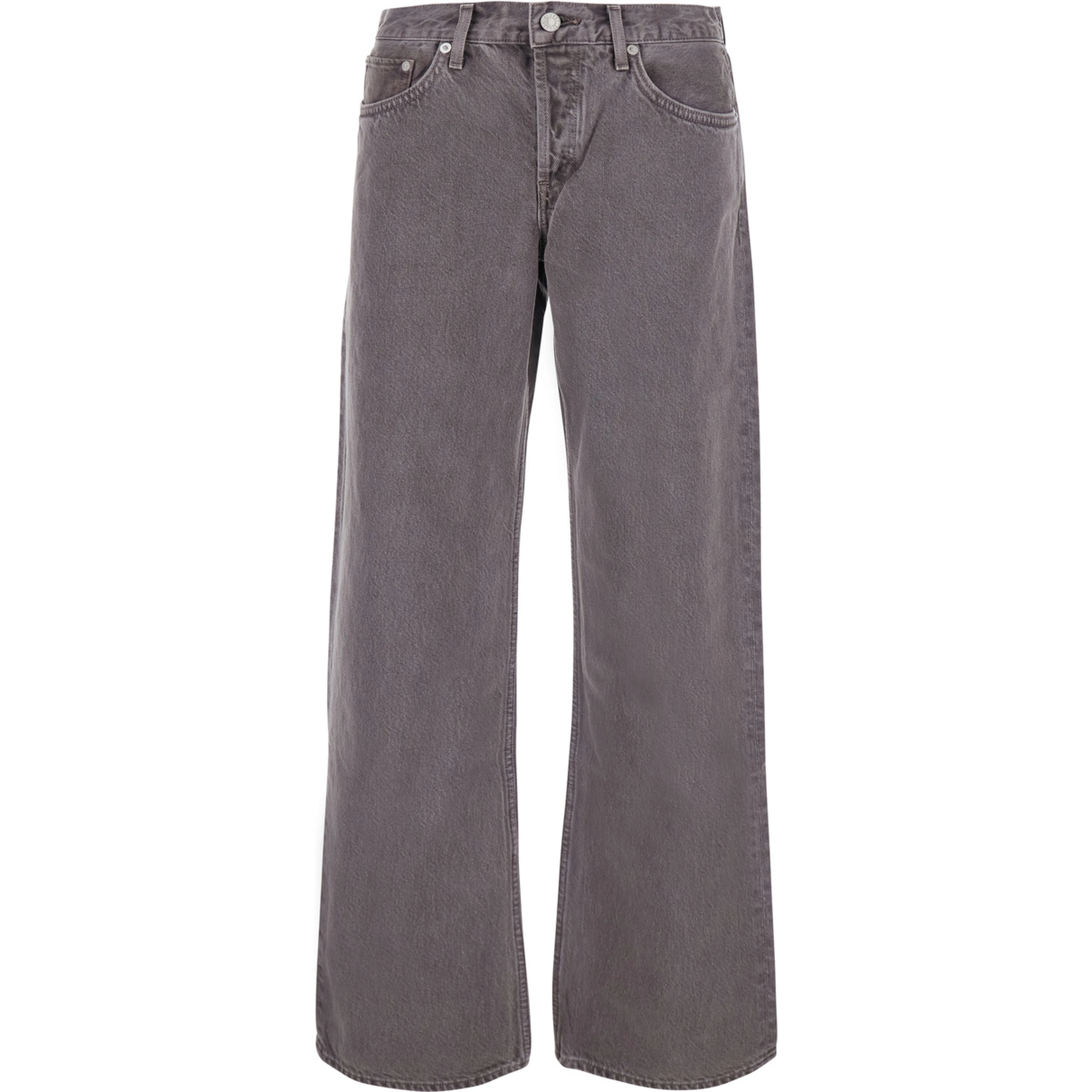 LOW RISE Faded brown jeans with five-pocket design in faded cotton for women