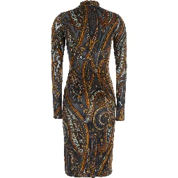 Dress DEVORè with long sleeves and round neckline in multicolor women