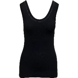 black Top with round neckline and Monile details in cotton women