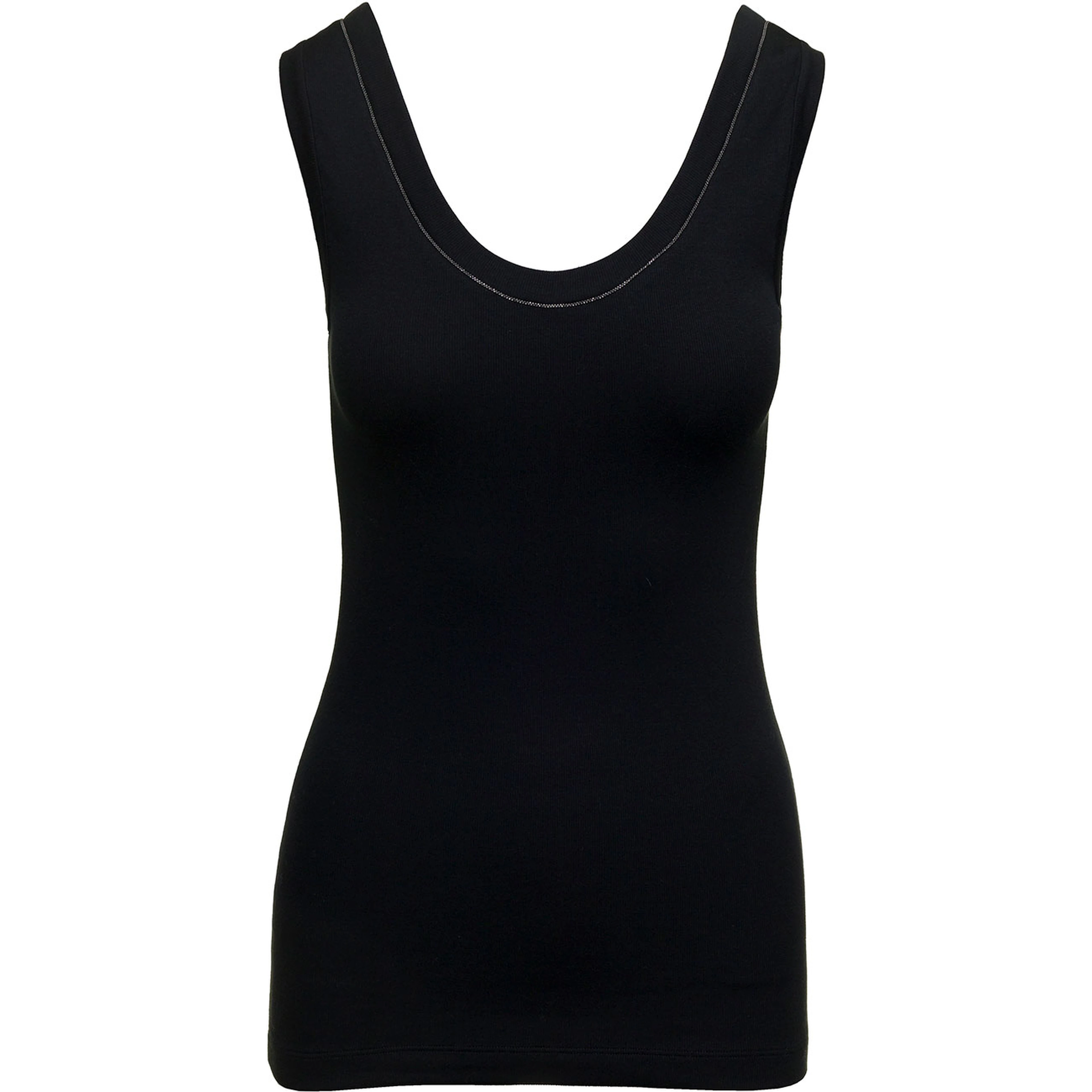 black Top with round neckline and Monile details in cotton women
