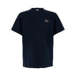 Blue T-shirt with EKD logo embroidered on the front in Cotton for men