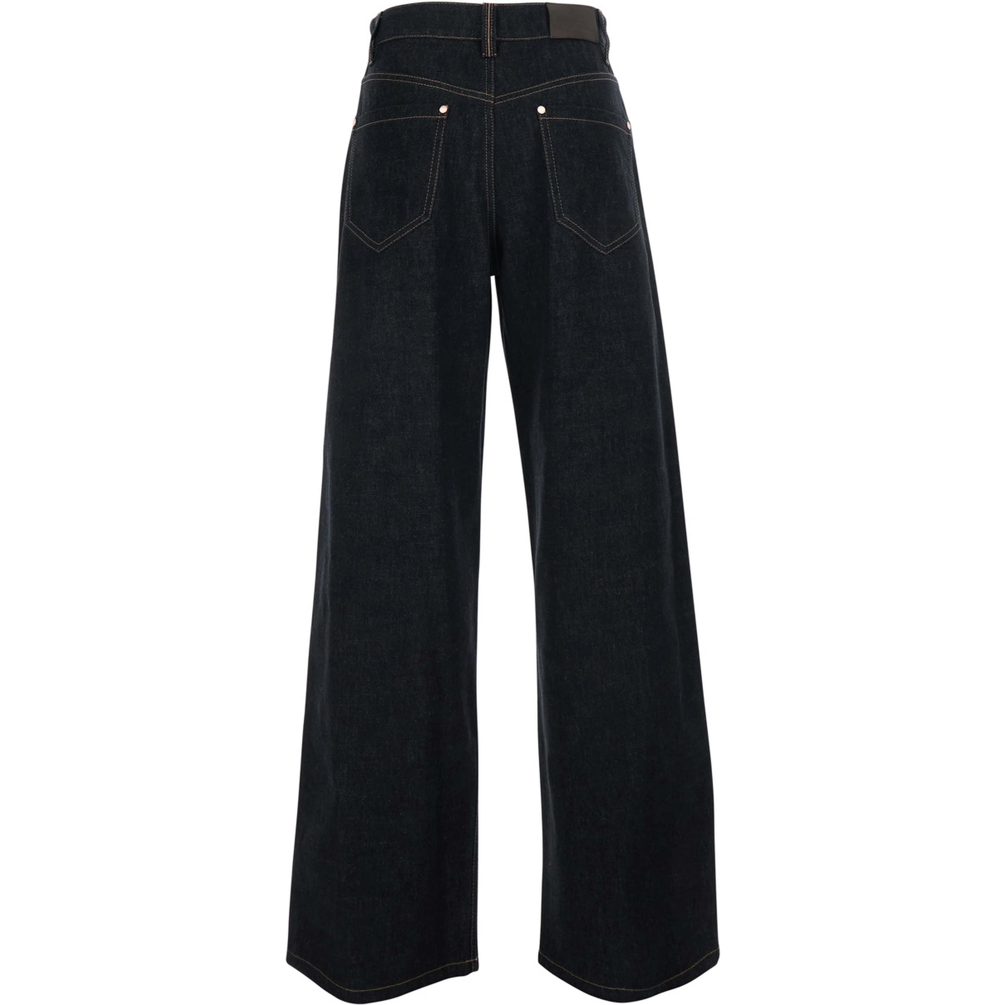 Black Jeans with logo patch on the back and contrasting stitching in denim for women