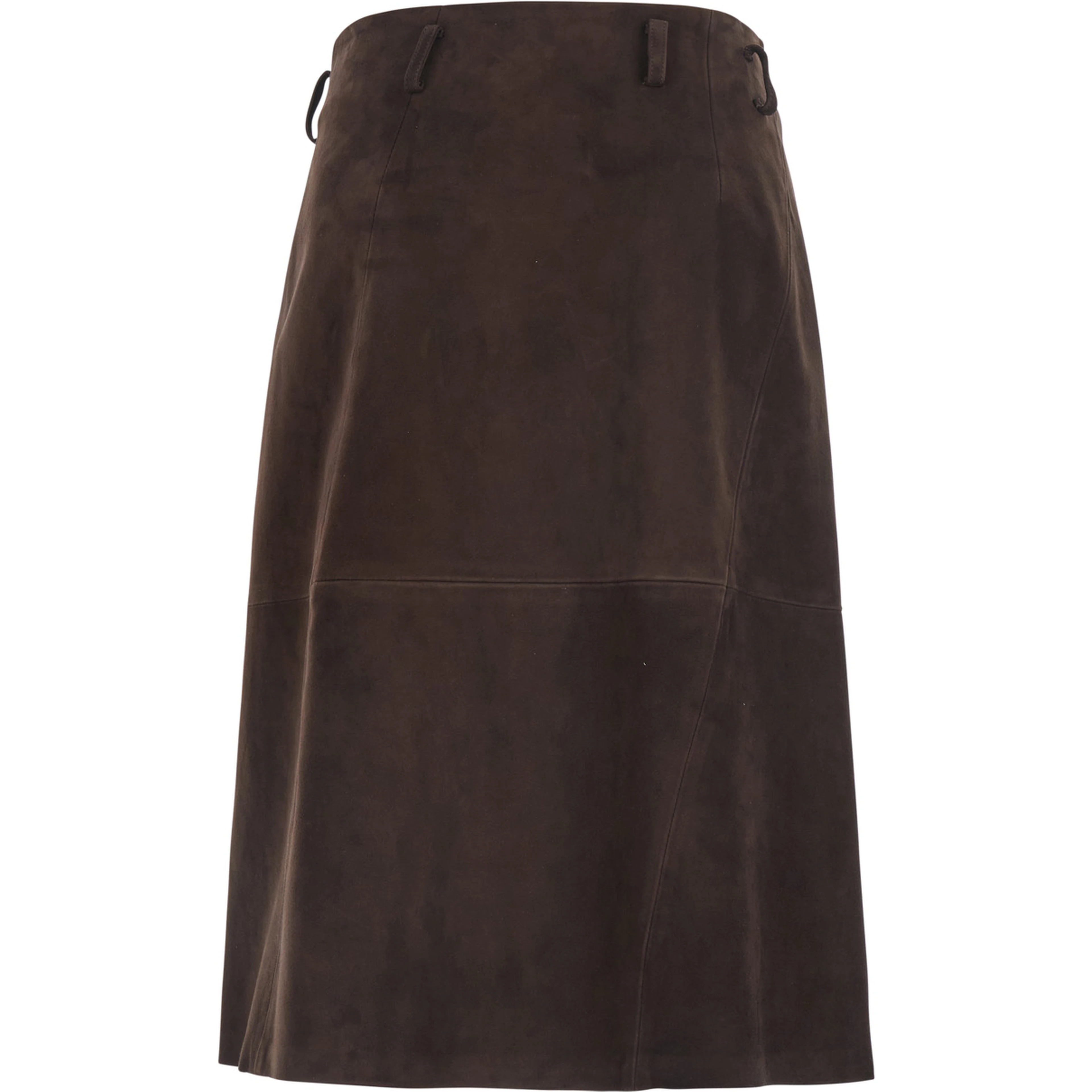 Rosanne Brown Skirt with Single Slit on the Front in Suede for Women