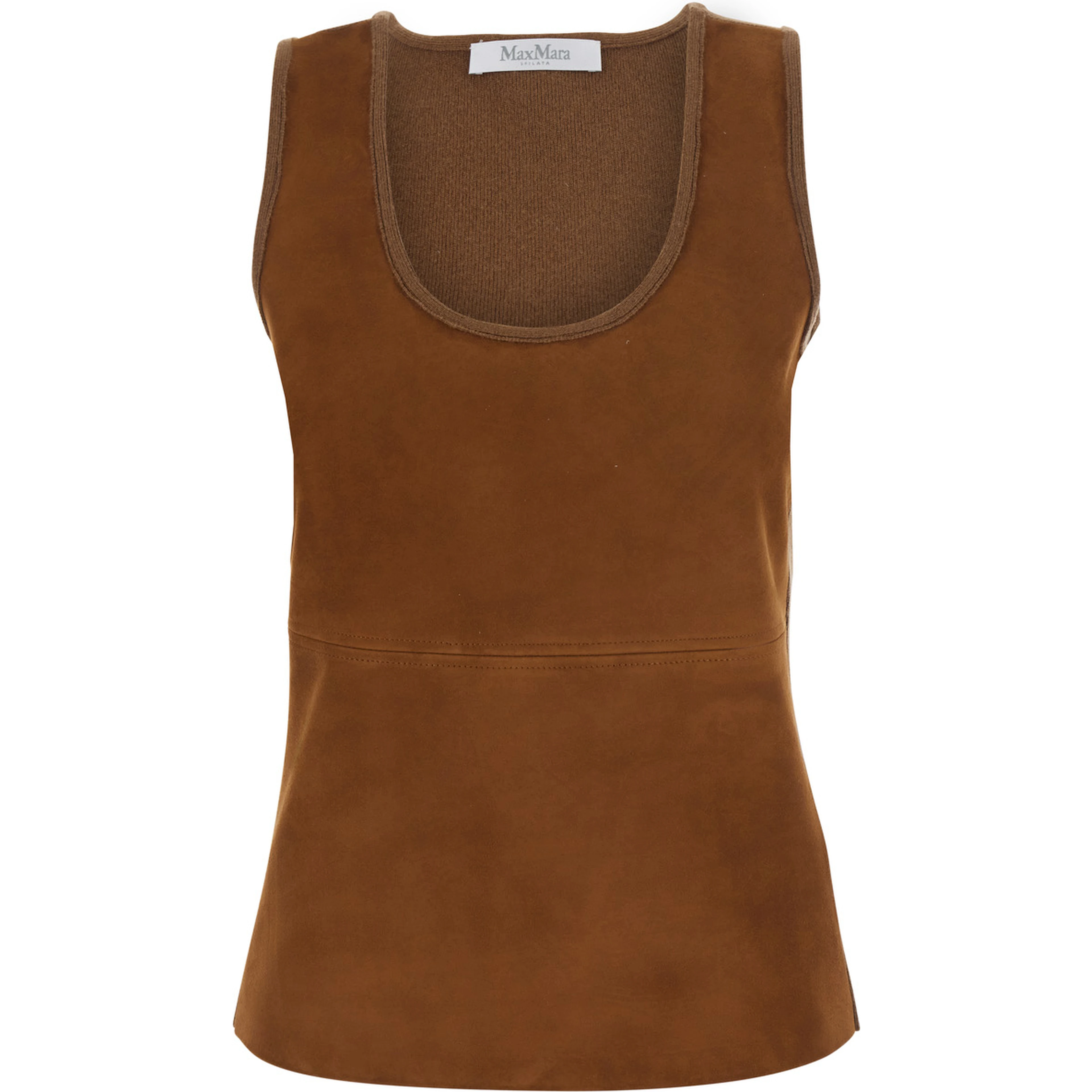 MXS FRESCOSUEDE TOP with long sleeves and round neckline in cotton Beige women