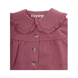 pink Round-neck dress with logo lettering on the front in cotton for Girl