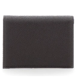 brown Flap wallet with VLOGO on the front in leather for women