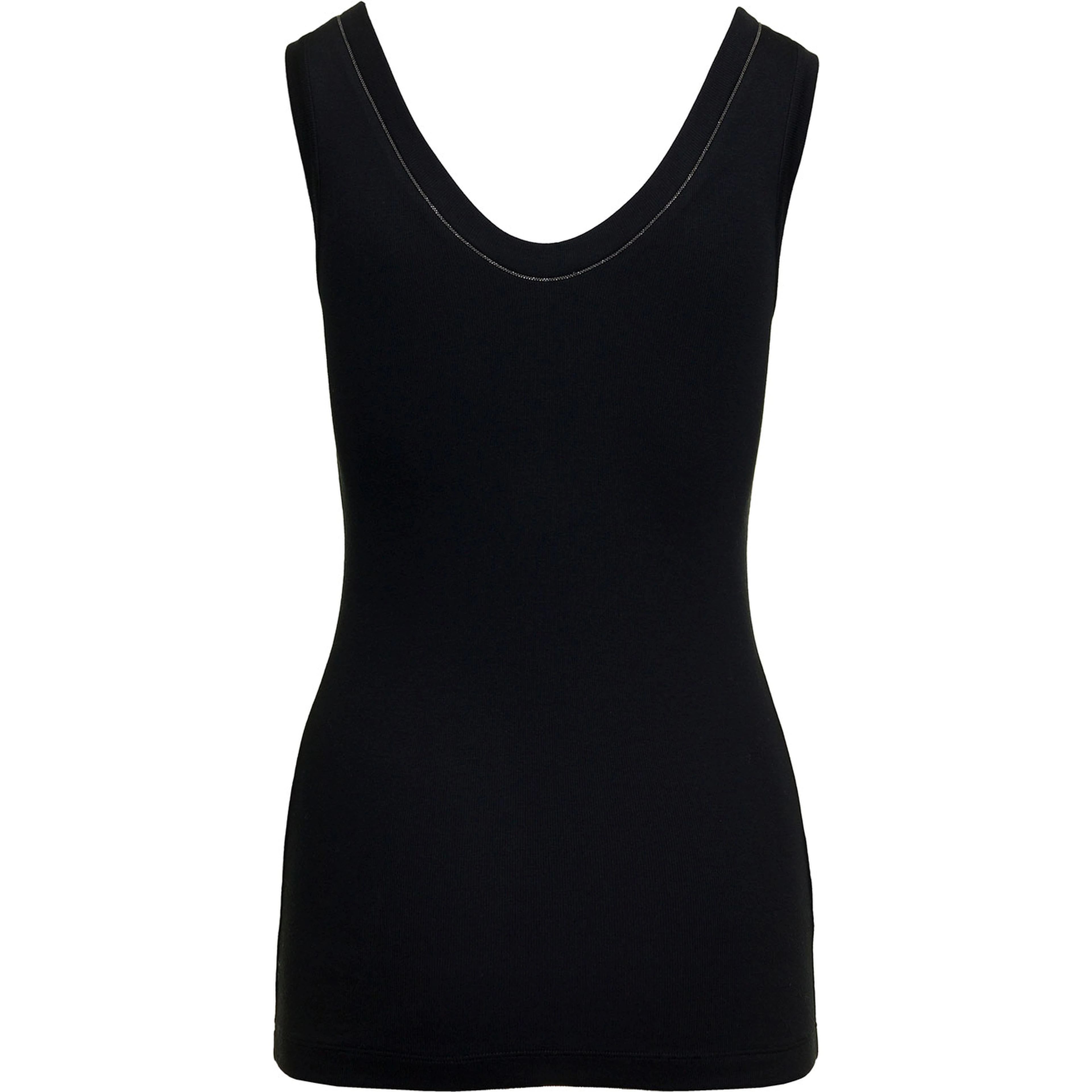 black Top with round neckline and Monile details in cotton women