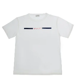 White Crew neck T-shirt with Logo lettering on the front in cotton Boy