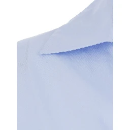 Light blue Shirt with V-neck in Cotton for woman