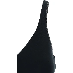 Black V-neck Top with Jewelry Details on the Edges in Cotton for Women