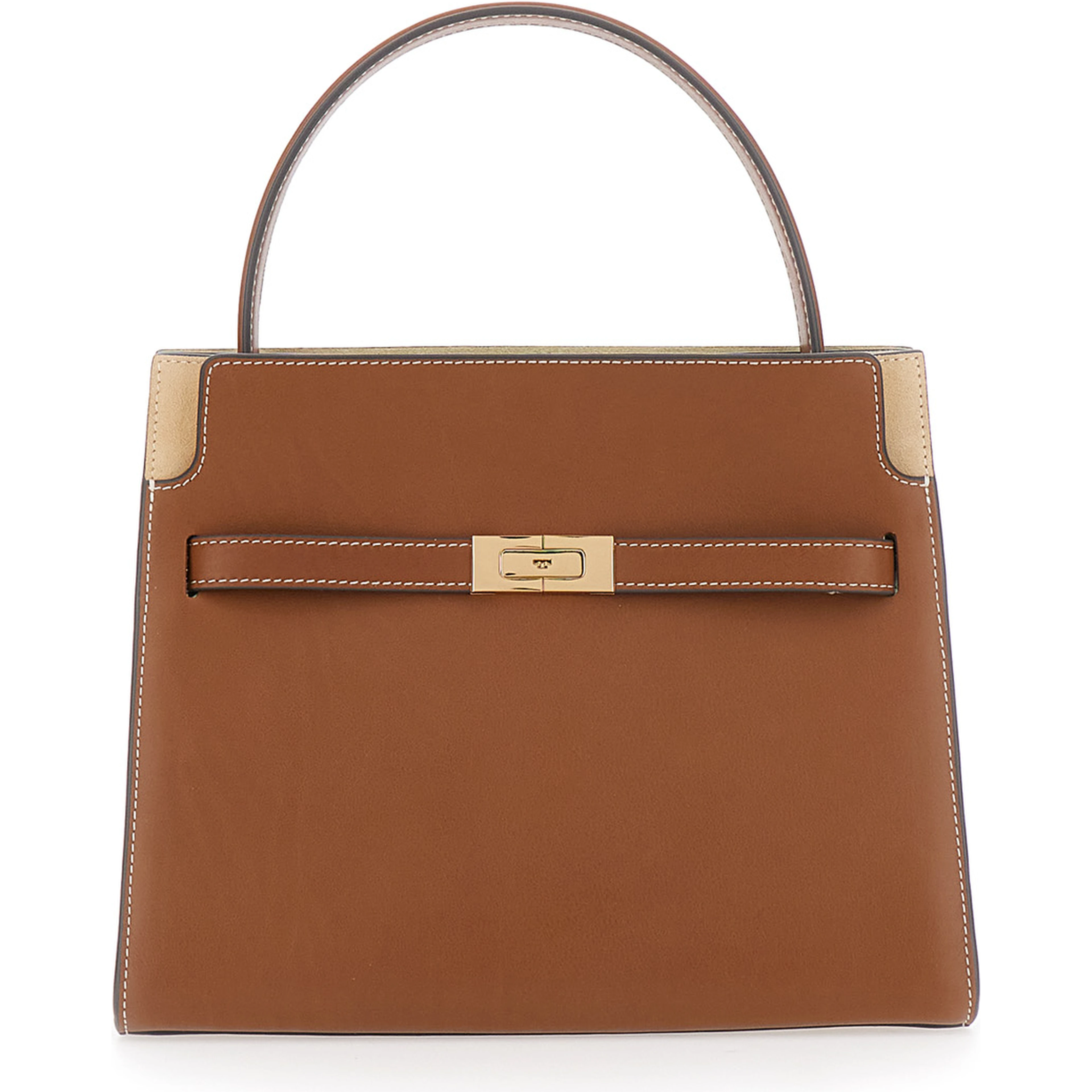 Lee Radziwill Brown Small Handbag with front strap closure in leather for women