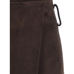 Rosanne Brown Skirt with Single Slit on the Front in Suede for Women