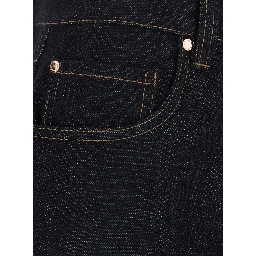 Black Jeans with logo patch on the back and contrasting stitching in denim for women